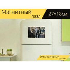 Магнитный пазл "Рыцарский замок, броня, рыцарь" на холодильник 27 x 18 см. Lots Prints