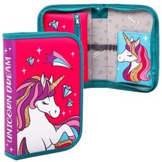 Disney Пенал каркасный, 1 секция, 14х21 см, Минни Маус и единорог