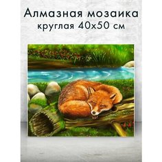 Алмазная мозаика (круг) "Лиса на отдыхе" 40х50 см Colibri