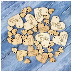 Набор бирок «Hand made», сердечки, 40х43мм - 6шт; 30х33 мм - 6шт;15х16 мм - 27 шт Noname