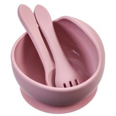 Набор для кормления: миска, вилка, ложка, цвет розовый Mum&Baby