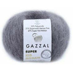 Пряжа Gazzal Super Kid Mohair тёмно-серый (64433), 31%меринос/47%супер кид мохер/22%полиамид, 237м, 25г, 2шт