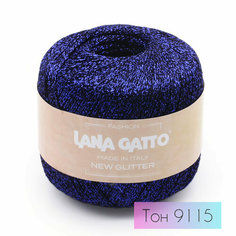 Пряжа с люрексом Lana Gatto New Glitter 9115 темная ночь. 51% полиэстер, 49% полиамид. 25гр/300м, 1 моток ИТАЛИЯ