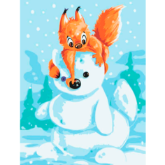Белоснежка Картина по номерам "Белка и снеговик" (733-AS), 30 х 40 см, разноцветный