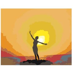 Картина по номерам, "Живопись по номерам", 40 x 50, ARTH-AH140, женщина, солнце, горы, пейзаж, лето, полёт