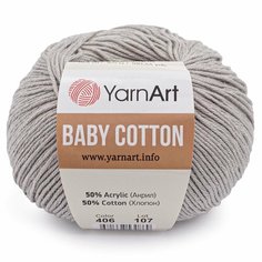 Пряжа для вязания YarnArt Baby Cotton 50гр 165м (50% хлопок, 50% акрил) (406 светло-серый), 10 мотков