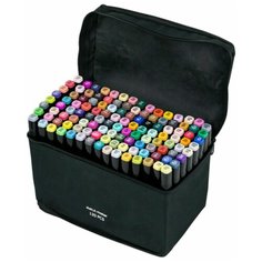 Маркеры (фломастеры) для скетчинга 120 штук (цвета) (набор профессиональных двухсторонних скетч маркеров в чехле) URM
