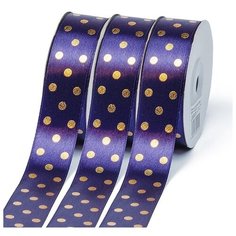 Лента атласная Ideal горошек золото шир.25мм LDAG476 25мм цв.476 фиолетовый уп.27,4м