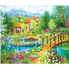 Алмазная мозаика пейзаж домик на подрамнике 40х50см GA74239 круглые стразы SGA2707 Нет бренда