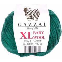 Пряжа Gazzal Baby Wool XL темно-зеленый (814), 40%шерсть мериноса/20%кашемирПА/40%акрил, 100м, 50г, 1шт