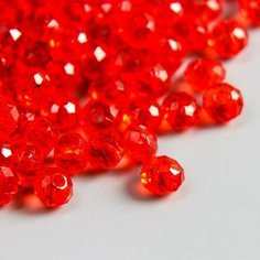 Набор бусин для творчества пластик "Кристалл с гранями красный" 20 гр 0,4х0,6х0,6 см Нет бренда