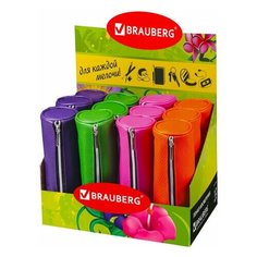 Пенал-косметичка BRAUBERG под фактурную кожу, 4 цвета "Экзотика" 20х6х6 см, дисплей, 12 шт