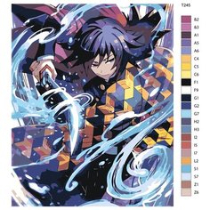 Картина по номерам Т245 "Гию Томиока. Столп воды, Клинок Рассекающий Демонов", 80x100 см Brushes Paints