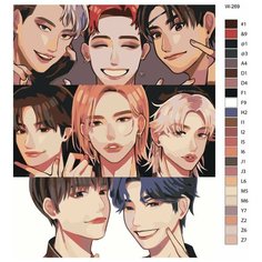 Картина по номерам W-269 "K-pop группа - Stray Kids (Стрей Кидс)" 80x100 Brushes Paints