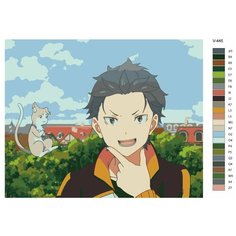 Картина по номерам V-445 "Аниме RE: ZERO (РЕ зеро). Субару Нацуки. Natsuki Subaru", 80x100 см Brushes Paints