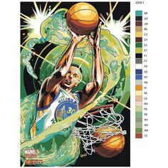 Картина по номерам Z-209 "Баскетболист Стефен Карри. Golden State Warriors" 80x120 Brushes Paints
