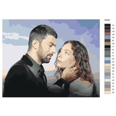 Картина по номерам W-651 "Турецкий сериал - дочь посла. Энгин Акюрек - Санджар и Неслиxан Атагюль и Нарэ" 80x100 Brushes Paints