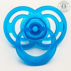 Соска-пустышка ортодонтическая, силикон, от 6 мес, с колпачком, "Бантик", цвет голубой Нет бренда