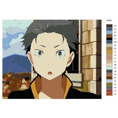 Картина по номерам V-442 "Аниме RE: ZERO (РЕ зеро). Субару Нацуки. Natsuki Subaru", 70x90 см Brushes Paints
