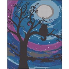 Алмазная мозаика Котёнок при луне 43,7х55см Diamant