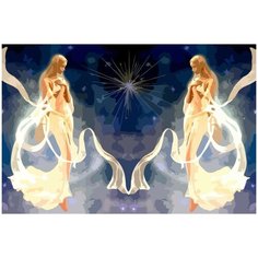 Картина по номерам на холсте знаки зодиака близнецы девушки космос - 1526