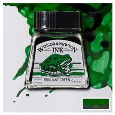 Тушь Winsor&Newton для рисования, бриллиант зеленый, стеклянный флакон 14мл Gamma