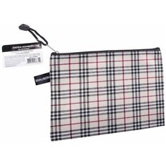 Папка-конверт на молнии малого формата (238х180 мм), А5, ткань в клетку, BRAUBERG Checked, 223893, (12 шт.)