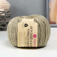 Пряжа "Детский каприз трикотажный" 50%мер. шерсть, 50% фибра 400м/50гр (494-Св. хаки) нет бренда