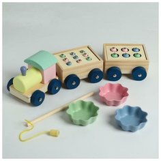 Развивающая игра Паровозик 3 в 1: рыбалка + каталка + сортер, 35 x 11 x 10 см Нет бренда