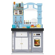 Игровой набор-кухня BE IN FUN "Двусторонняя кухня" (сборный, 67х108 см, функциональный кран с водой, свет, звук, серый)