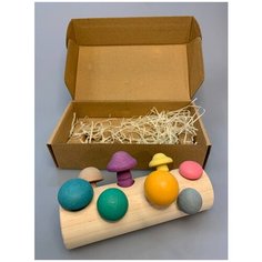 Сортер, логическая деревянная игра "Грибочки в бревнышке" Pretty Bear