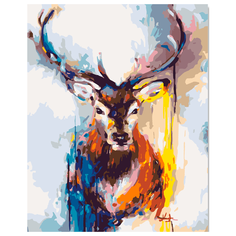 Картина по номерам на холсте "Цветной олень" 50х40 Selfica