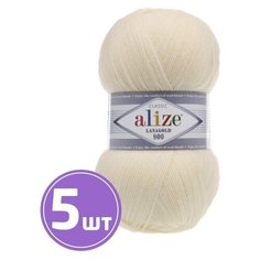 Пряжа Alize LanaGold (01 кремовый), 5 шт. по 100 г, Alize