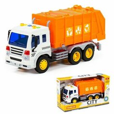 Автомобиль CITY коммунальный инерционный со светом и звуком оранжевый в коробке 86426 П-Е /8/ Полесье