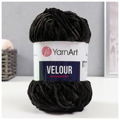 YarnArt Пряжа "Velour" 100% микрополиэстер 170м/100г (842 черный)