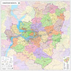 Настенная карта Самарской области 115 х 115 см (на самоклеющейся пленке) Отрок