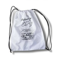 Мешок для cменной обуви надписи приколы, работаю за еду, гамбургер, стилизация, современность, шрифты, надписи, слова - 30730 Brut Bag