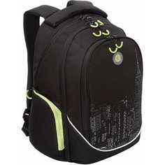 Рюкзак молодежный RU-235-4/2 черный - салатовый Grizzly