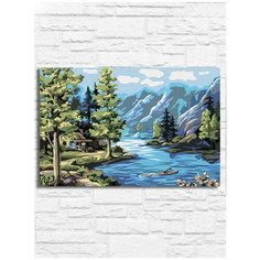 Картина по номерам на холсте Пейзаж (лес, река, горы) - 9089 Г 30x20