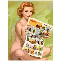 Картина по номерам на холсте эротика (Пинап, девушка, nude) - 7032 В 30x40