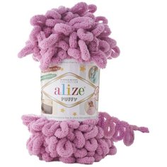 Пряжа плюшевая Alize Puffy (Ализе Пуффи) - 1 моток 98 сухая роза для вязания руками, гипоаллергенная, большие петли (4см), 9м/100г
