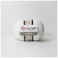 Пряжа YarnArt Jeans (Джинс) - 5 мотков Цвет: 62 белоснежный 55% хлопок, 56% полиакрил 50г 160м