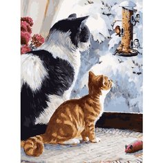 Картина по номерам Кошка с котёнком 40х50 см Hobby Home