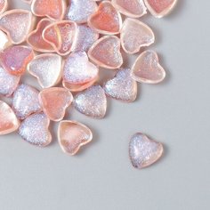 Декор для творчества пластик "Сердечки с блеском" набор 40 шт полупрозр. красн 0,8х0,8 см Арт Узор