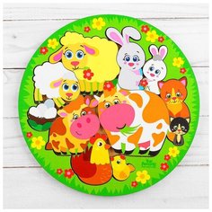 Головоломка логическая «Животные и детёныши», d=20 см Лесная мастерская