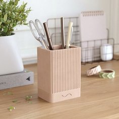 Стакан, органайзер для канцелярии Musko, бетон, розовый глянцевый