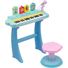 Детский синтезатор со стульчиком (2269-207) бирюзовый, 37 клавиш Bright Kid