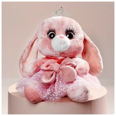Мягкая игрушка «Зайка Ла-Пу-Ля в платье с короной», цвет розовый, 20 см Milo Toys
