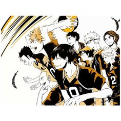 Картина по номерам на холсте аниме Волейбол (Haikyuu, Хината, Акаши, Бокуто) - 8129 Г 30x40