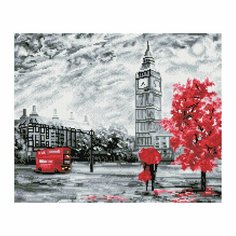 Алмазная мозаика ТРИ совы "Красный Лондон", 40х50 см, холст, 15 цветов, картонная коробка с пластиковой ручкой (АМ4050_47560)